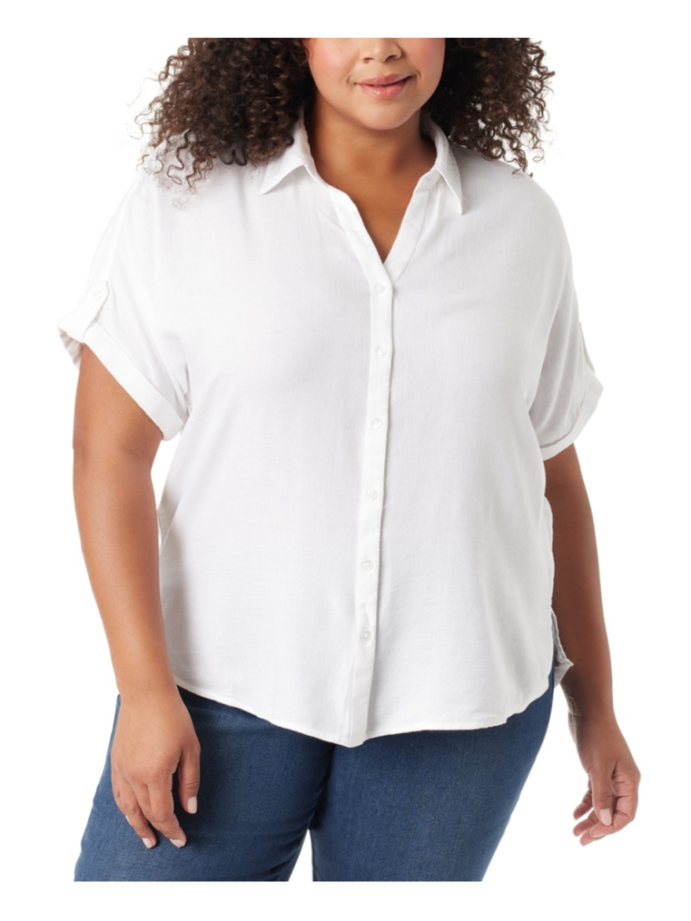 Gloria Vanderbilt Size 2X White Short Sleeve Button-Down Short Sleeve Shirt NWT